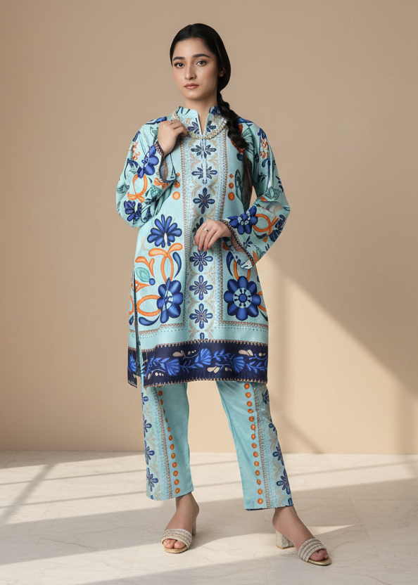 Aqua Zest - Floral Printed 2-Piece Co-ord Set