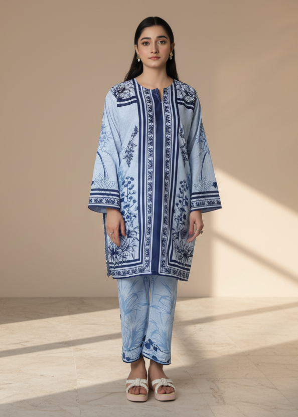 Azure Breeze - Printed Cotton Co-ord Set