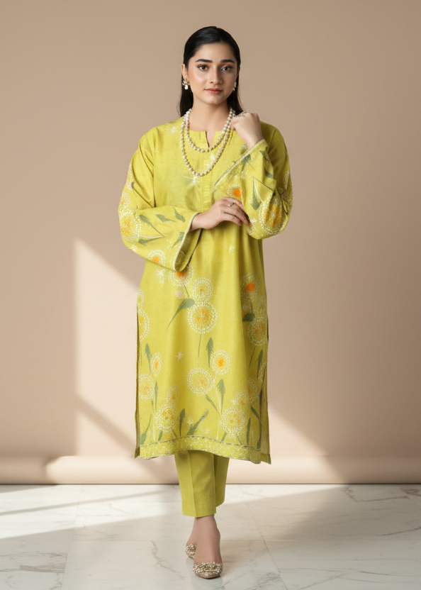 Sunshine Dandelion - Lime Yellow Printed Co-ord Set