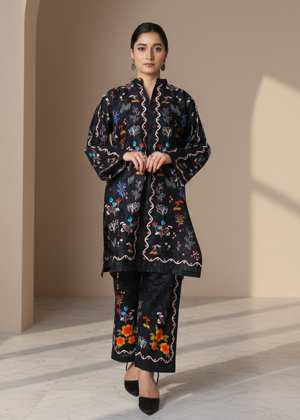 Midnight Bloom - Black Floral Printed Co-ord Set