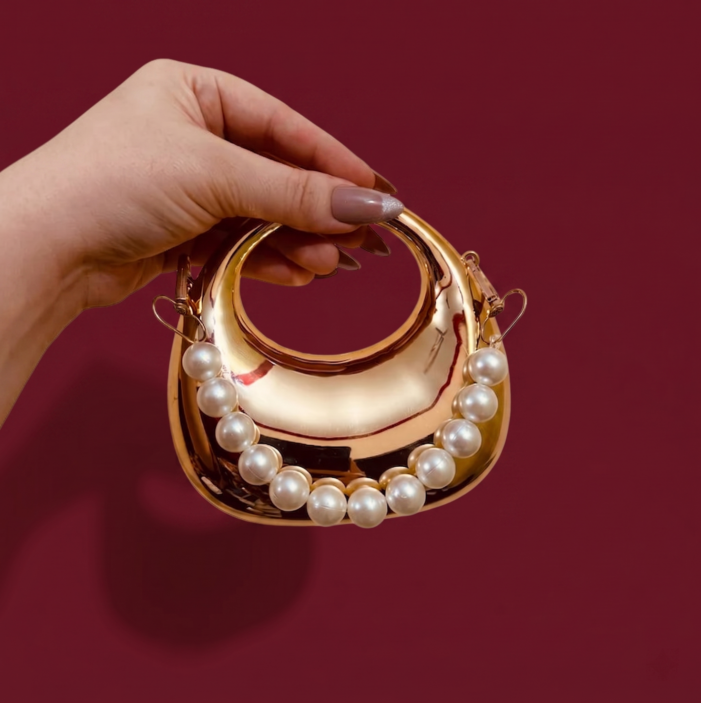 Gold Luna Pearl Clutch — Ryndra