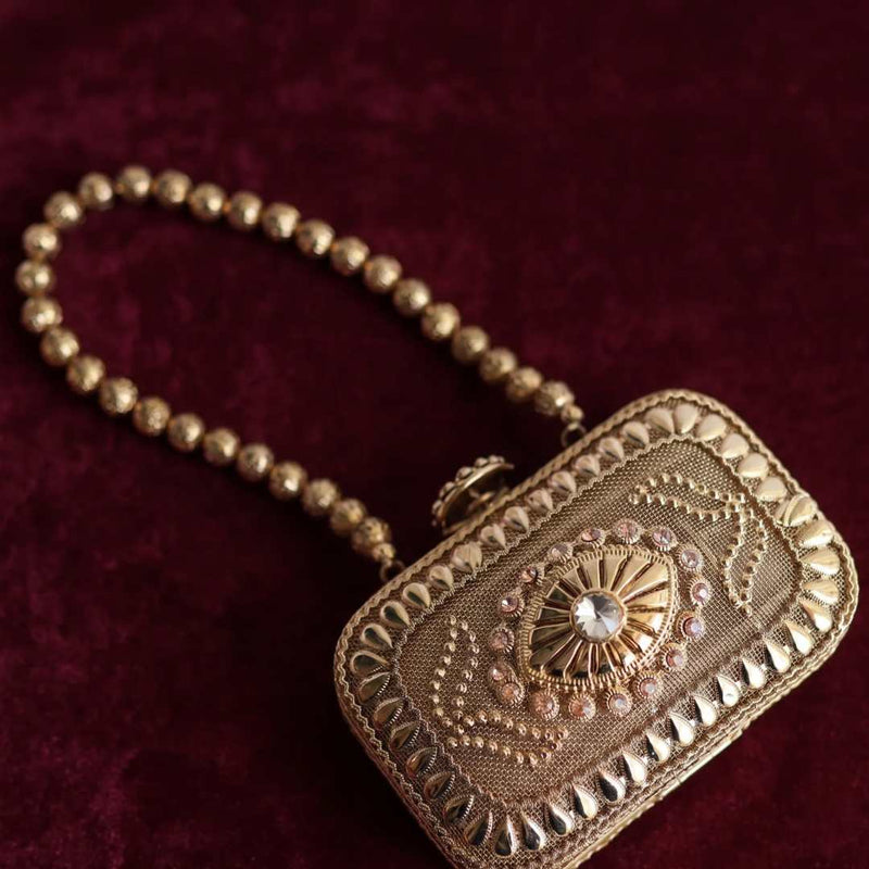 Gold Sunburst Kundan Minaudière — Ryndra