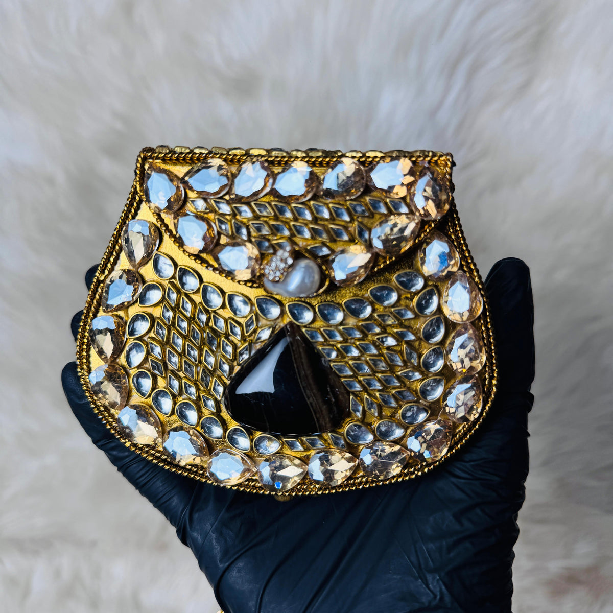 Gold Kundan Mirror Clutch