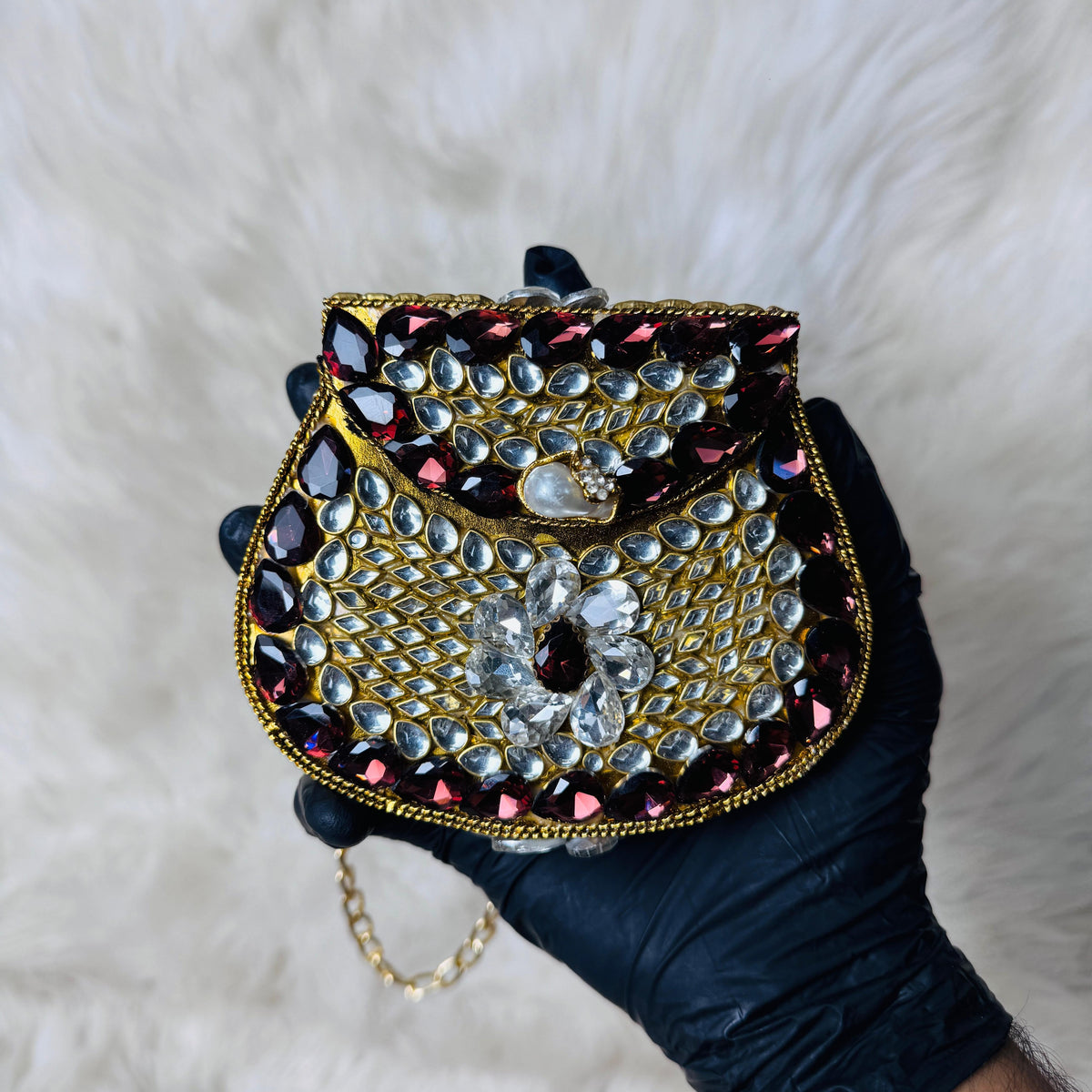 Gold Ruby Kundan Clutch — Ryndra