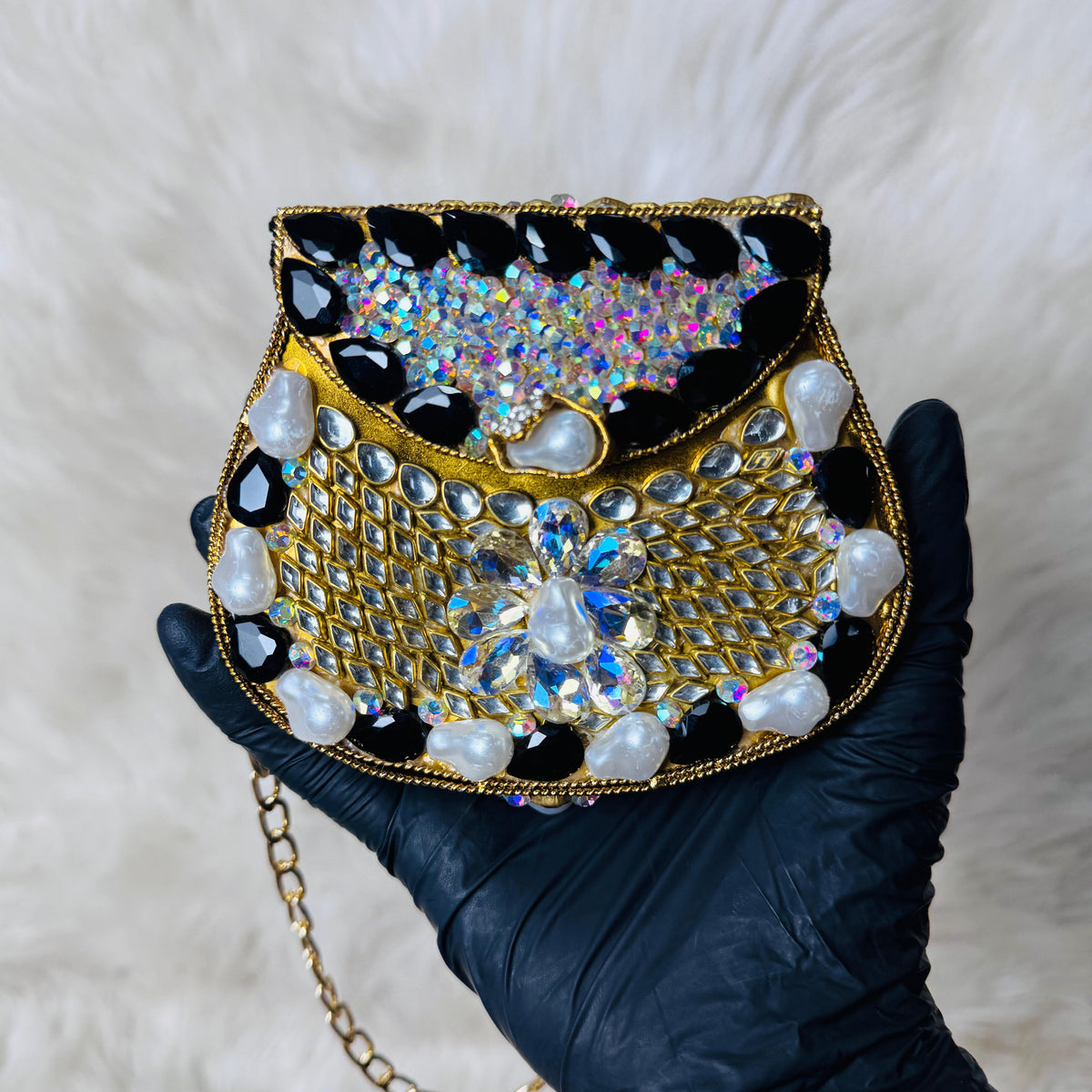 Gold Black Pearl Aurora Clutch — Ryndra